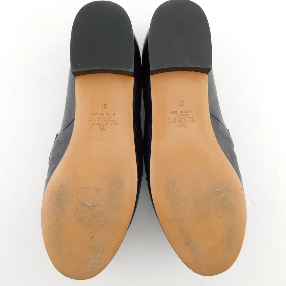 VALENTINO Rockstud Black Leather Slip-on Flat Loafers 37 - Picture 6 of 10